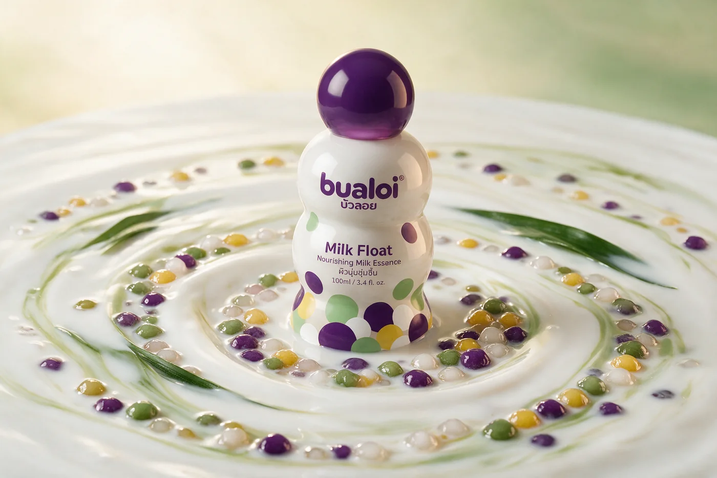 Milk Float at the centre of a ring of milk and coloured pearls.