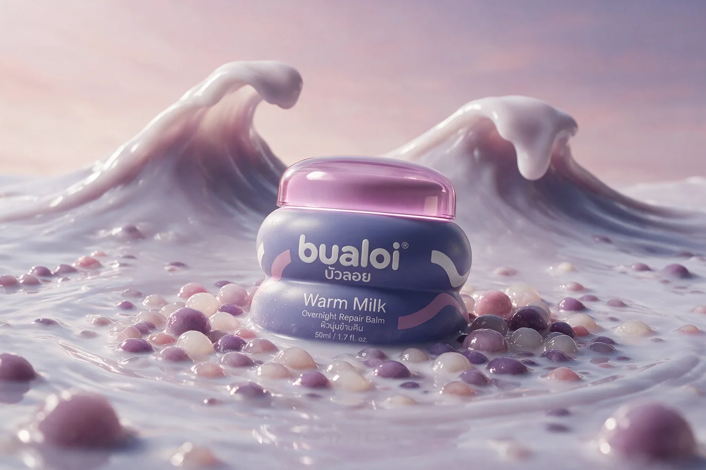 Warm Milk in a cresting wave of mauve milk.